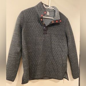 Corbet reversible pullover in charcoal and mid Heather gray by Marine Layer